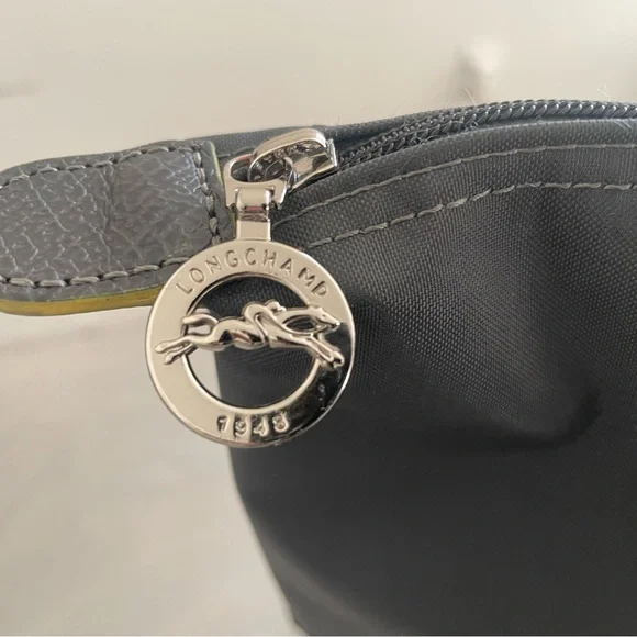 LONGCHAMP Le Pliage Nylon Tote Bag - Grey With Yellow Branding & Accents - Picture 10 of 16